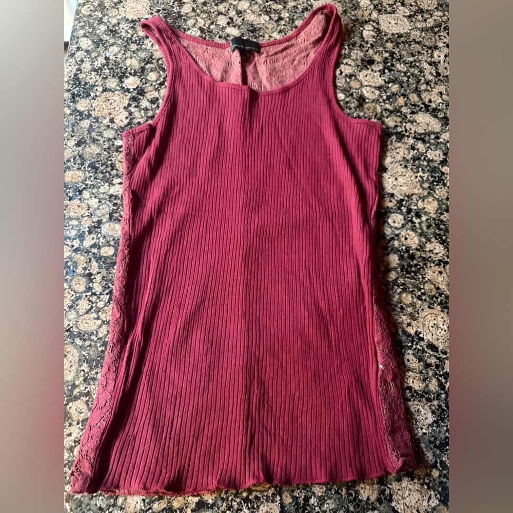 Buffalo David Bitton Burgundy Ribbed Tank Top